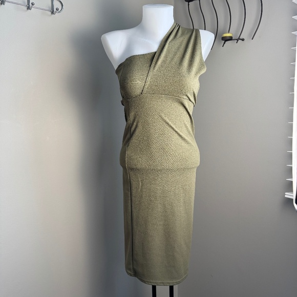 Pretty Little Thing Women's One Shoulder Pencil Dress Olive Green 4 Cocktail - Picture 1 of 11